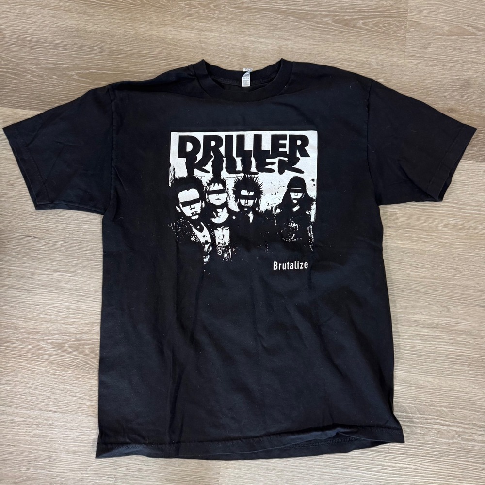 Vtg Alstyle Driller Killer T Shirt Mens Large Black Brutalize Punk Rock Band Tee